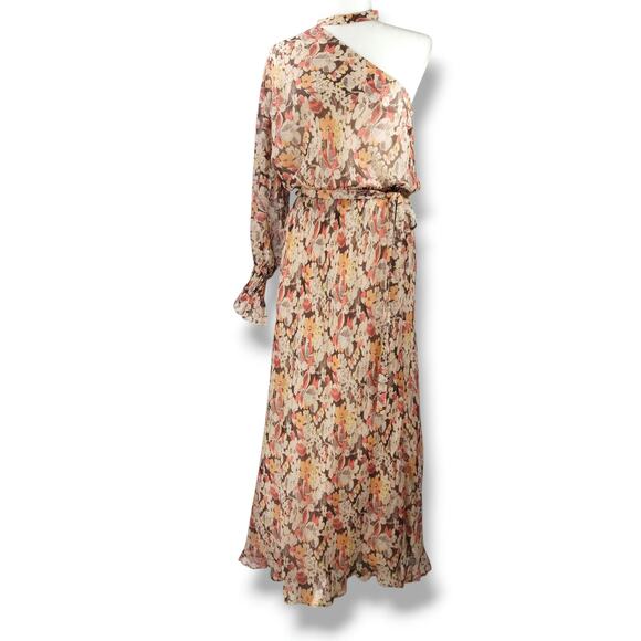 Polo Ralph Lauren One Shoulder Floral Maxi Dress Asymmetric Sleeve Viscose 12 - Picture 2 of 11